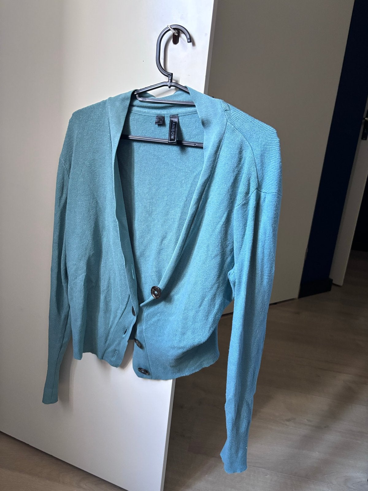 Turquoise vestje van Rainbow, maat S, Kleding | Dames, Truien en Vesten, Ophalen of Verzenden, Gedragen, Maat 36 (S), Overige kleuren