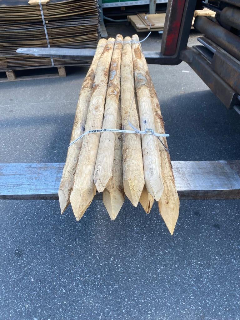 Kastanje geschild, gepunt Ø6-8 160cm nr. 718, Tuin en Terras, Palen, Balken en Planken, Ophalen, Nieuw, Minder dan 180 cm, Palen
