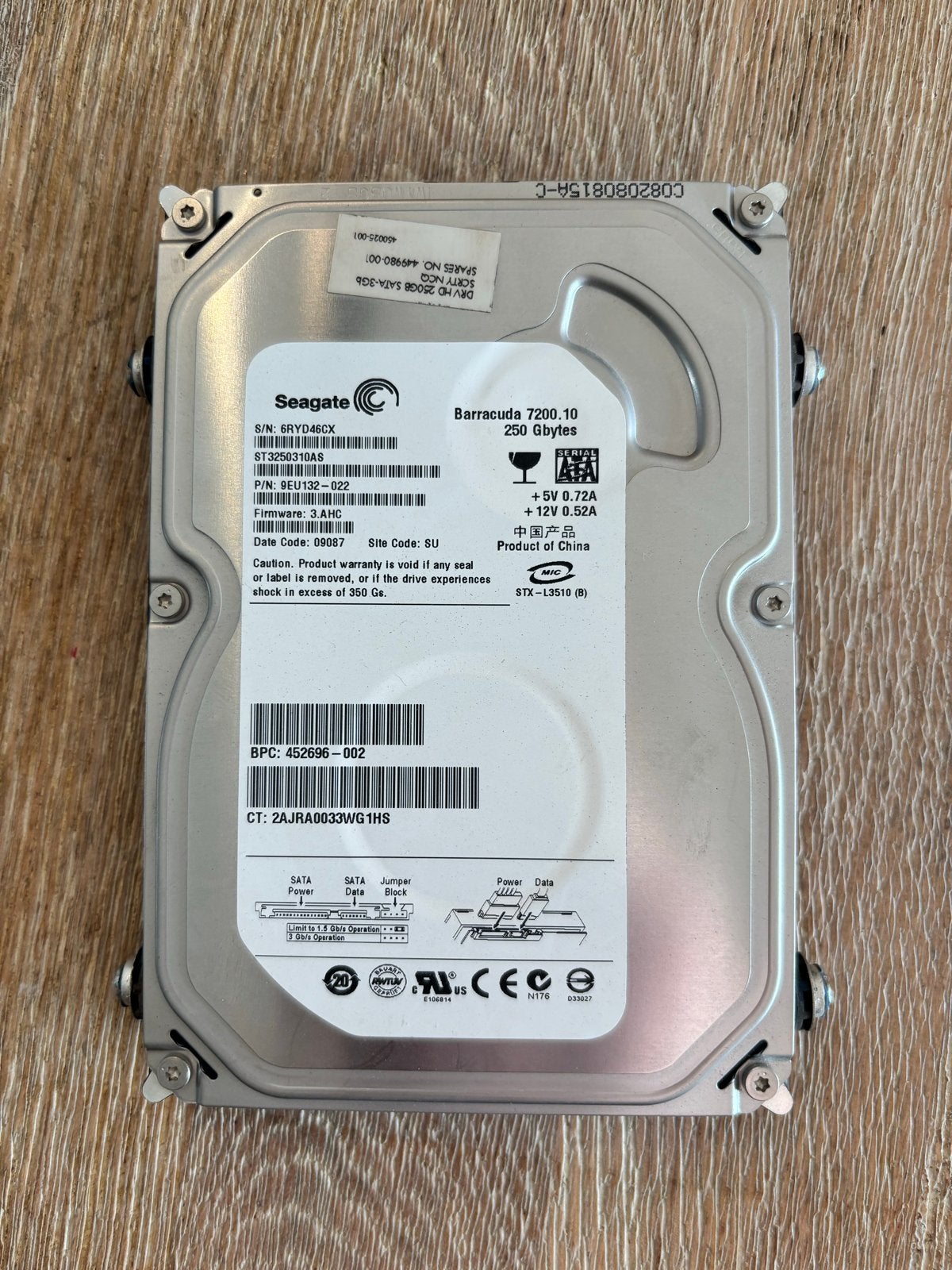 Seagate Barracuda 7200.10 250GB SATA HDD, Computers en Software, Intern, Gebruikt, Server, Ophalen of Verzenden
