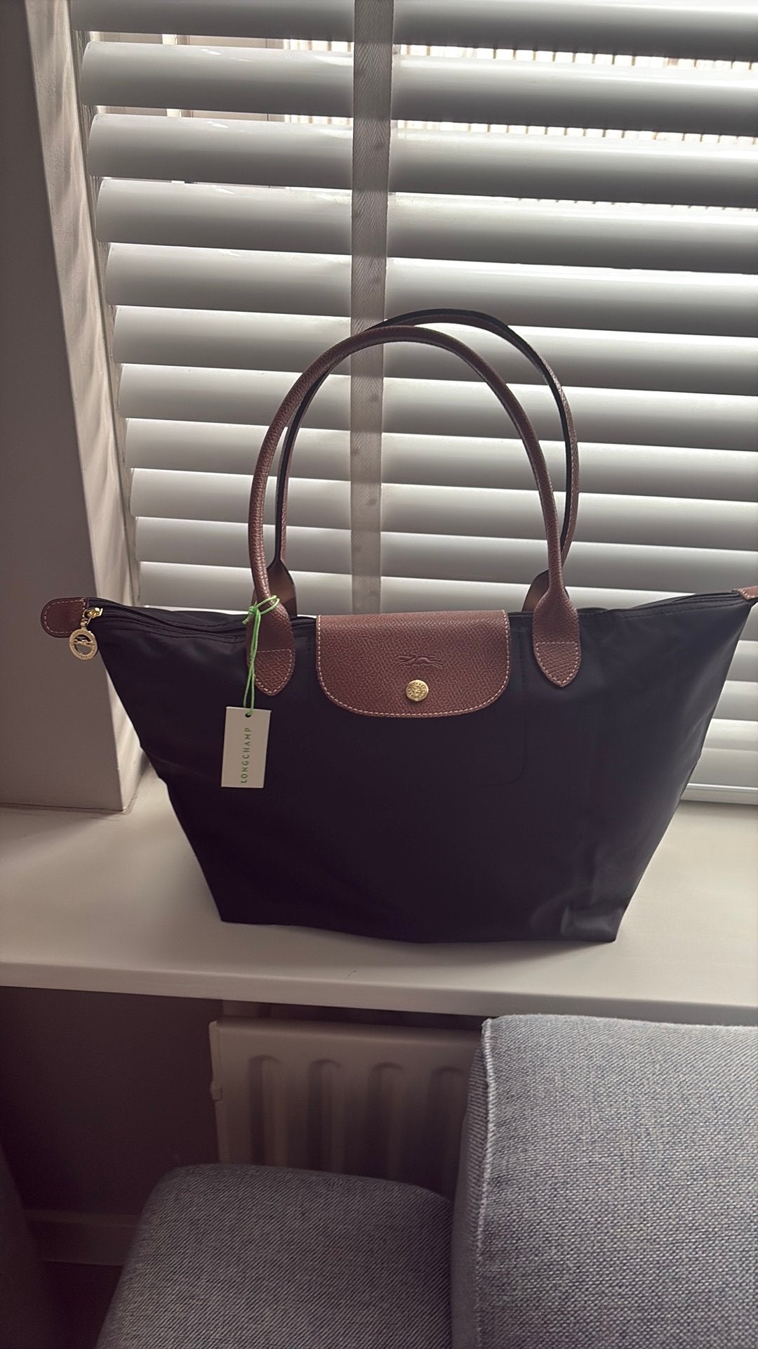 Longchamp tas le pliage zwart L, Verzenden, Zo goed als nieuw, Zwart, Handtas