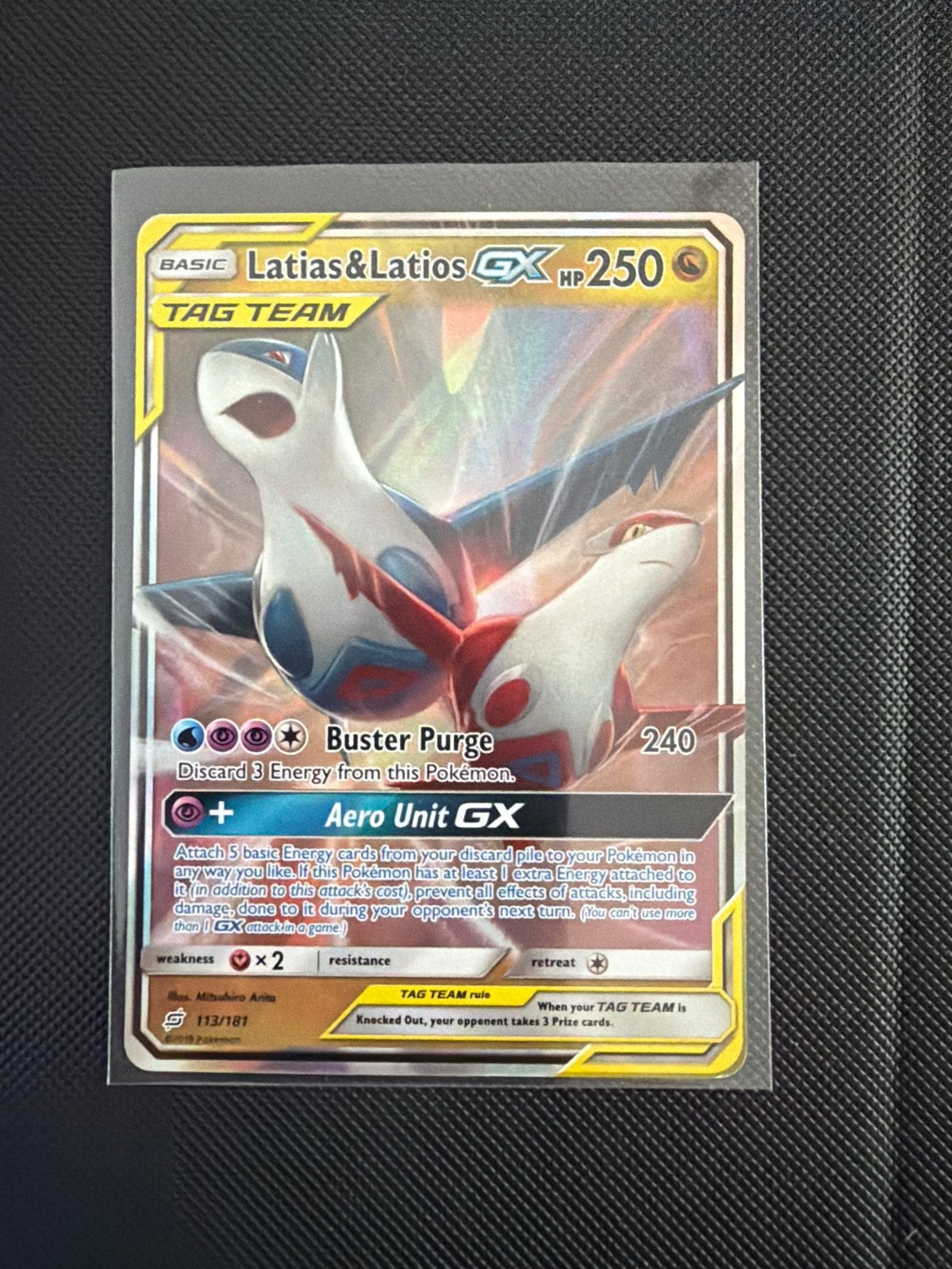 Latias & Latios GX TAG TEAM Pokémon Kaart (113/181), Ophalen of Verzenden, Zo goed als nieuw, Losse kaart, Foil