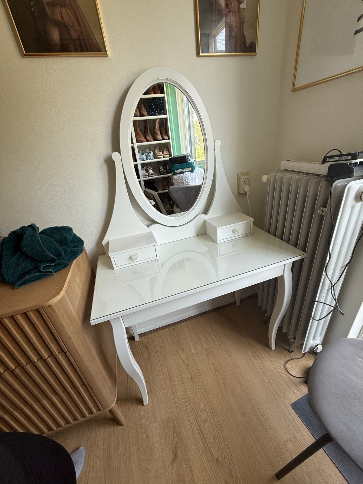 IKEA HEMNES kaptafel met spiegel - wit, Ophalen, Gebruikt, 100 tot 150 cm, 150 tot 200 cm