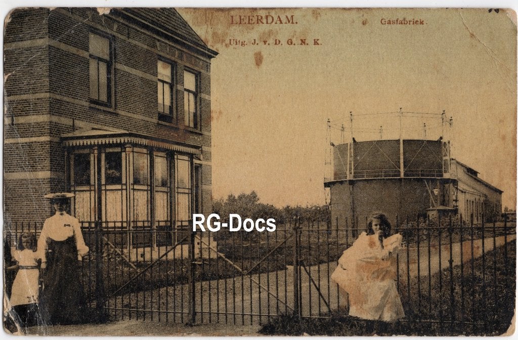 Ansichtkaart - Briefkaart Gasfabriek Leerdam 1906, Ophalen of Verzenden, Voor 1920, Gelopen, Zuid-Holland