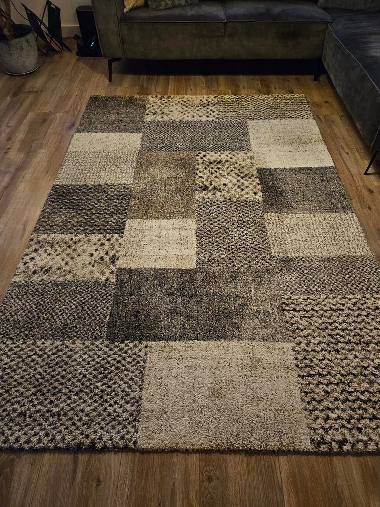 Vloerkleed bruin/beige tinten - 240x160 cm, Ophalen, Gebruikt, 150 tot 200 cm, 200 cm of meer