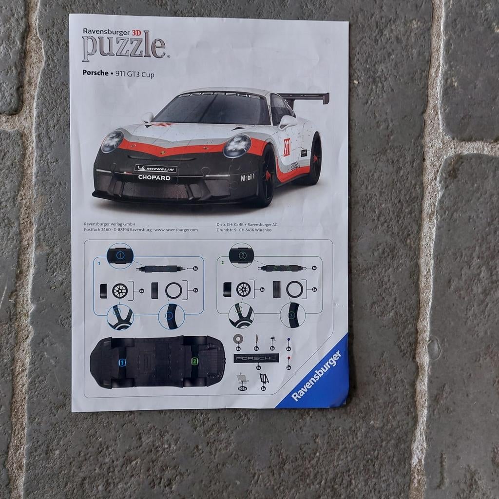 Ravensburger 3D Puzzel Porsche 911 GT3 Cup, Ophalen of Verzenden