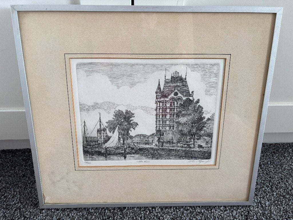 ets Cornelis Jan van Rijsewijk, Antiek en Kunst, Kunst | Etsen en Gravures, Ophalen, 41 cm, 36 cm, 1950 - 1999