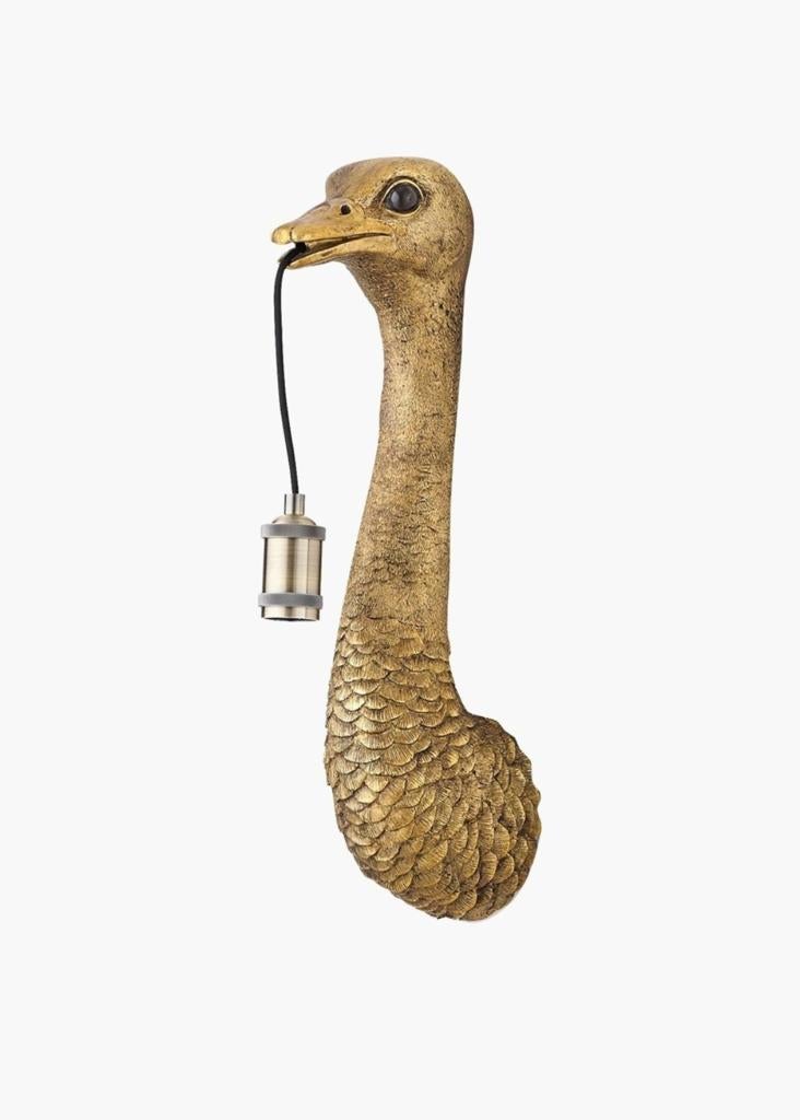 Goudkleurige Struisvogel Lamp - Unieke Wanddecoratie, Ophalen