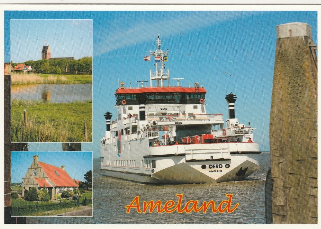 AMELAND Toren Boerderij Veerboot, Verzamelen, Verzenden, 1980 tot heden, Gelopen, Waddeneilanden