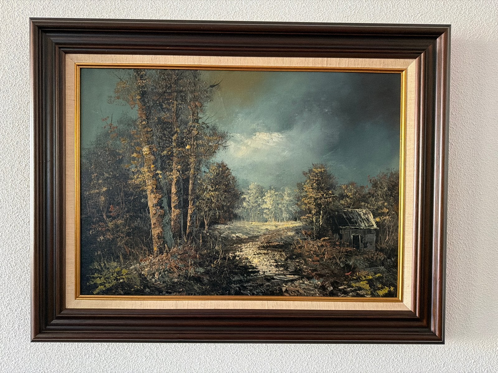 Schilderij Landschap met huisje, Antiek en Kunst, Kunst | Schilderijen | Klassiek, Ophalen, Doek, Realistisch, Landschap