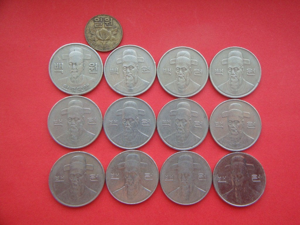 Zuid - Korea setje munten 1 en 100 Won 1967 / 2011., Verzenden, Zuid-Azië, Setje