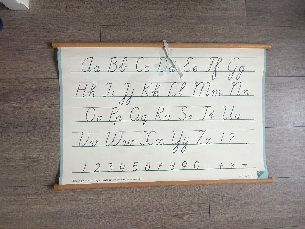Oude schoolplaat schrijfletters, Ophalen