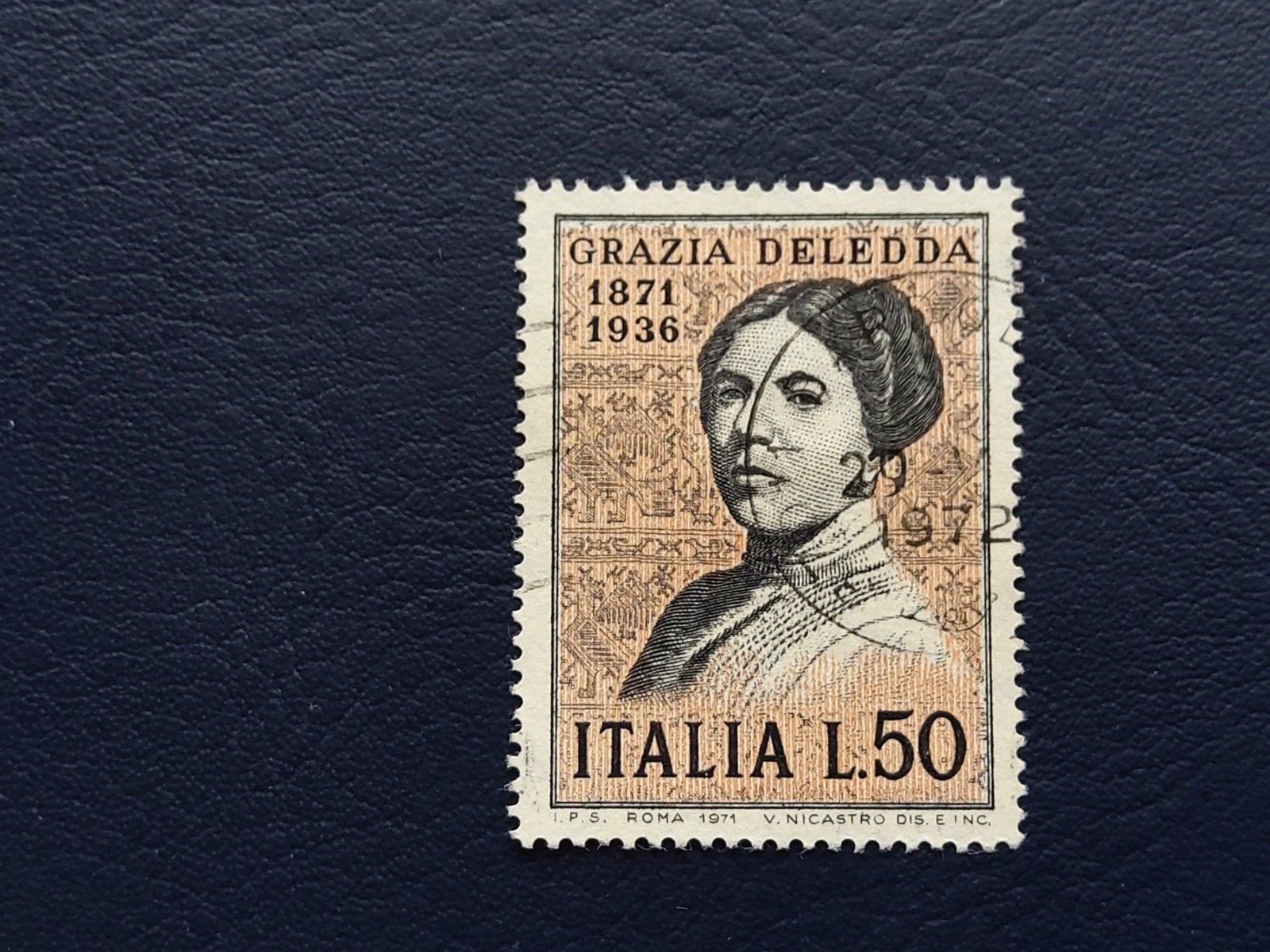 Italië postzegel Grazia Deledda L.50 1971, Ophalen of Verzenden, Gestempeld
