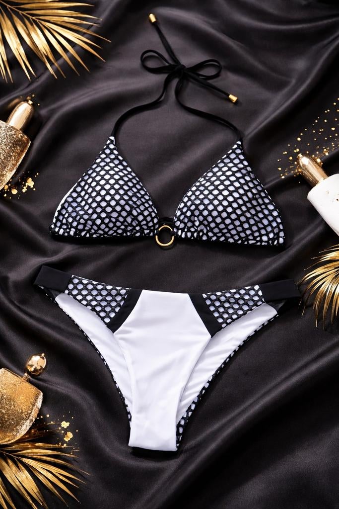 Nieuw zwart-wit met mesh bikini badpak maat l, On-line, Zwart, Nieuw, On-line