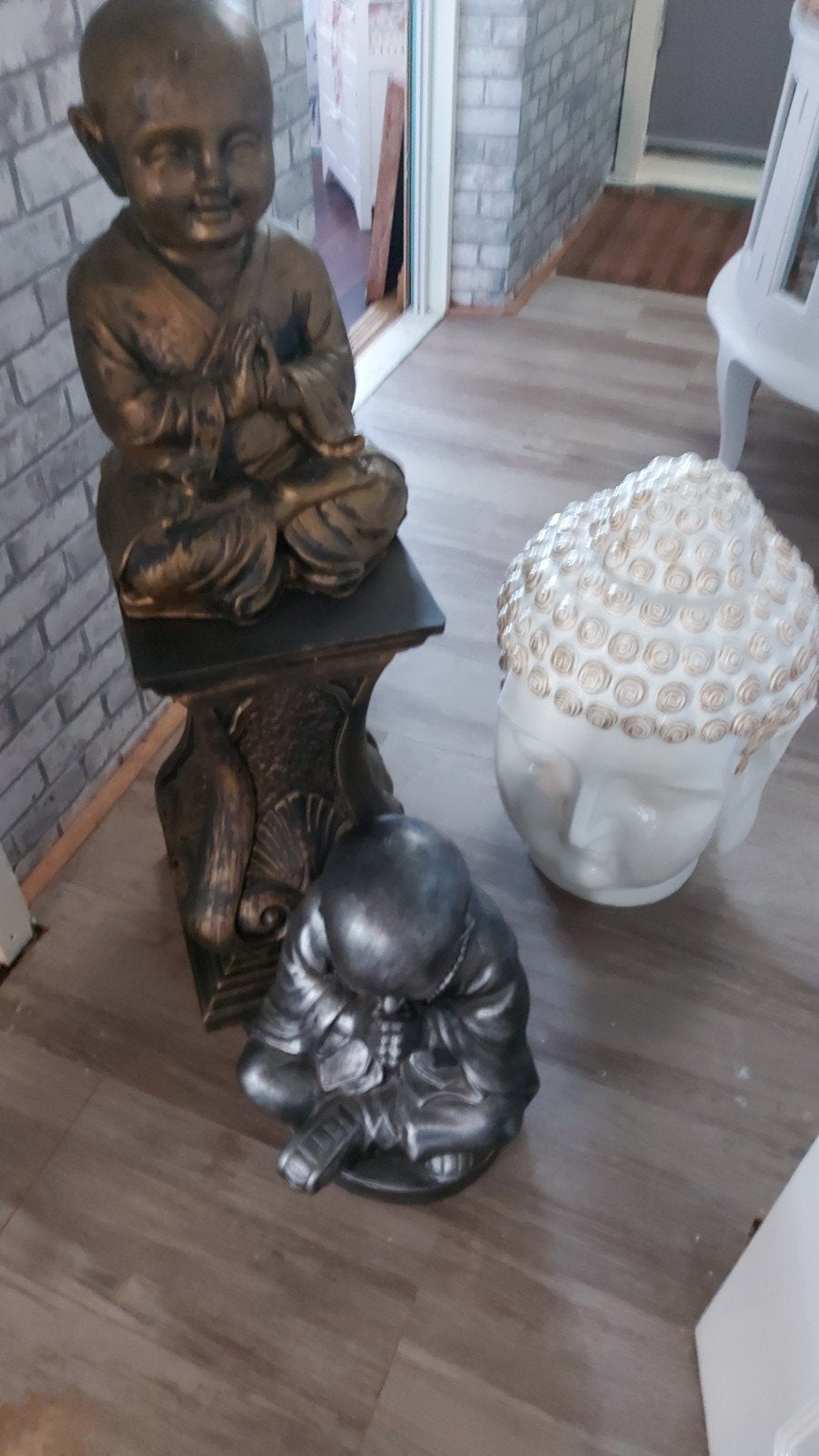Boedha op zuil kleine boedha boedha hoofd, Met sokkel, Gebruikt, Ophalen of Verzenden, Composieten