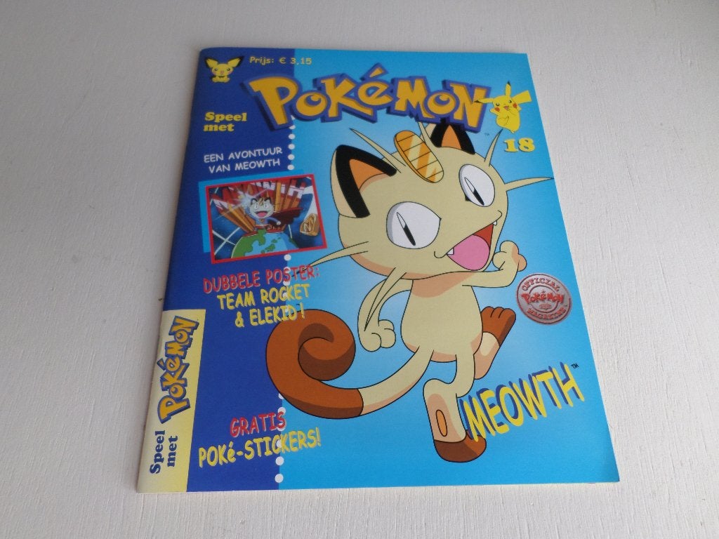 Pokemon Magazine 18- Meowth 2002 Met Poke Poster & Stickers, Hobby en Vrije tijd, Verzamelkaartspellen | Pokémon, Ophalen of Verzenden