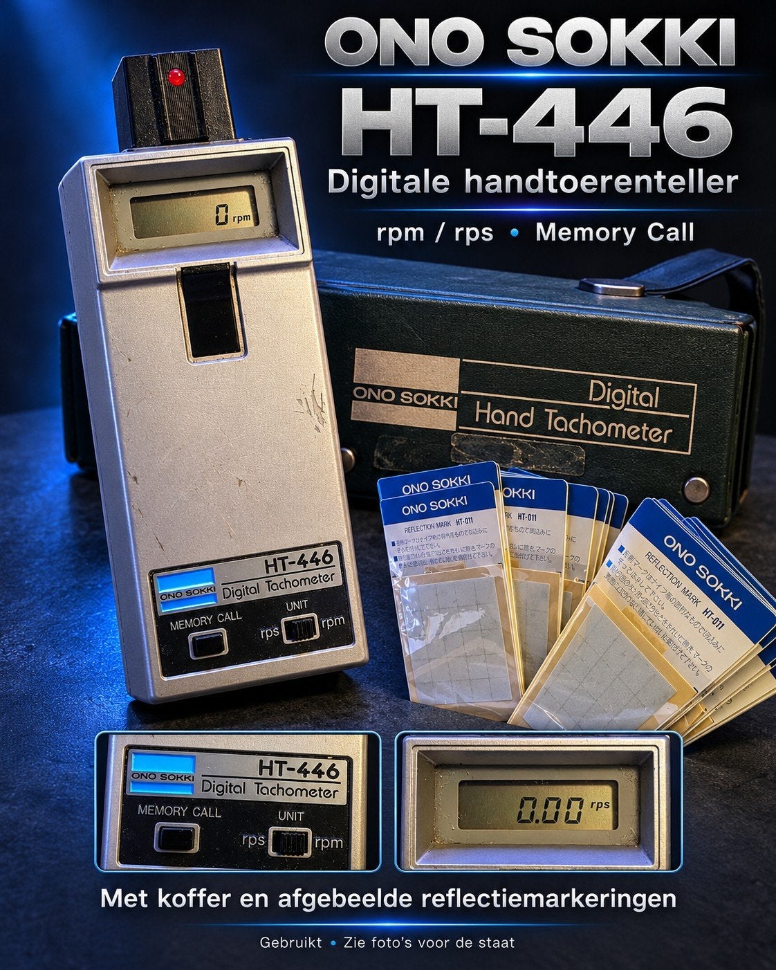 Ono Sokki HT-446 Digitale Tachometer met Reflectiestrips, Ophalen of Verzenden