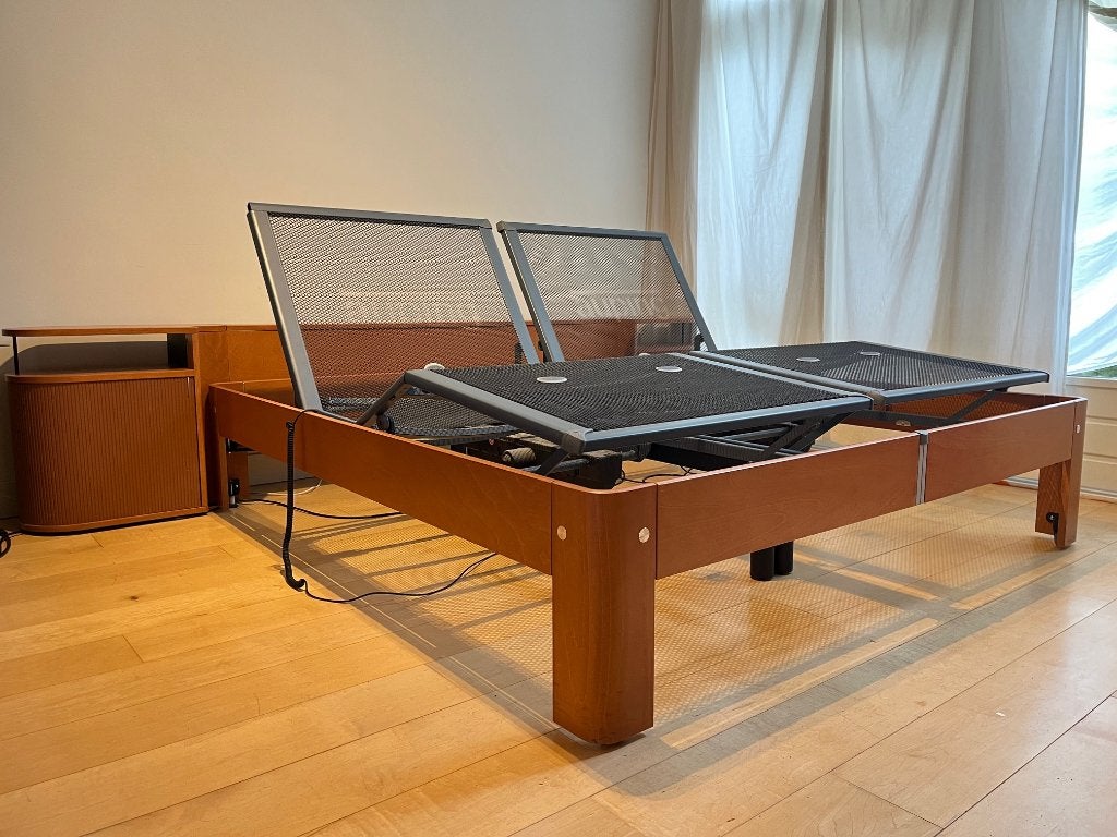 DEELBAAR Auping auronde bed 180 x 200 spiralen met 2 motoren, Ophalen, Gebruikt, Tweepersoons, 180 cm