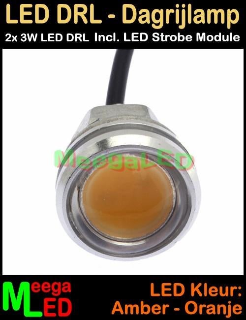 LED Motor Strobe Flitser - 2x 3W Zilver RF AB – Oranje, Motoren, Ophalen of Verzenden