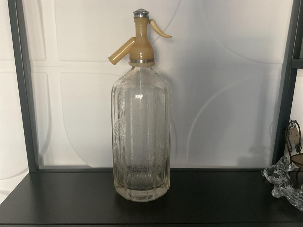 Oude sifonfles Schweppes van glas, Antiek en Kunst, Ophalen of Verzenden