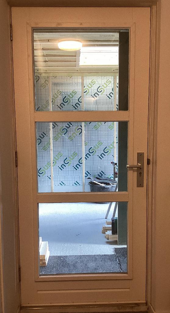 Voordeur hardhout linksdraaiend 211 x 93, Doe-het-zelf en Verbouw, Deuren en Horren, Ophalen, 200 tot 215 cm, Glas, Buitendeur
