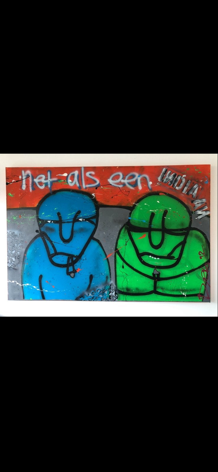 Djor art 3D doek 150x100 "Net als een Indiaan" (origineel), Ophalen, Figuren, 3D-effect, Gemengde techniek