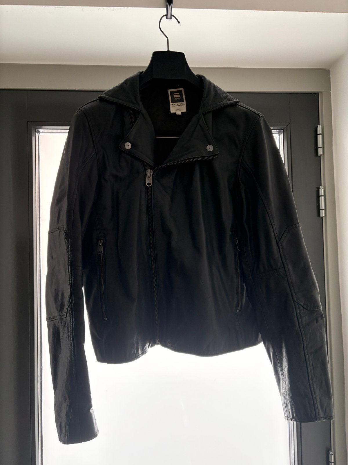G-star gstar leren moterjas, Ophalen of Verzenden, Zo goed als nieuw, Maat 56/58 (XL), Zwart