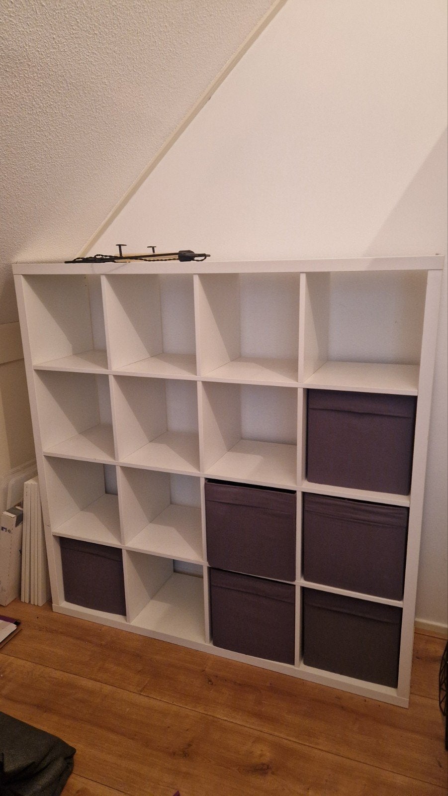 IKEA Kallax kast 4x4 vakken - Wit incl bakken, Huis en Inrichting, Ophalen, Gebruikt