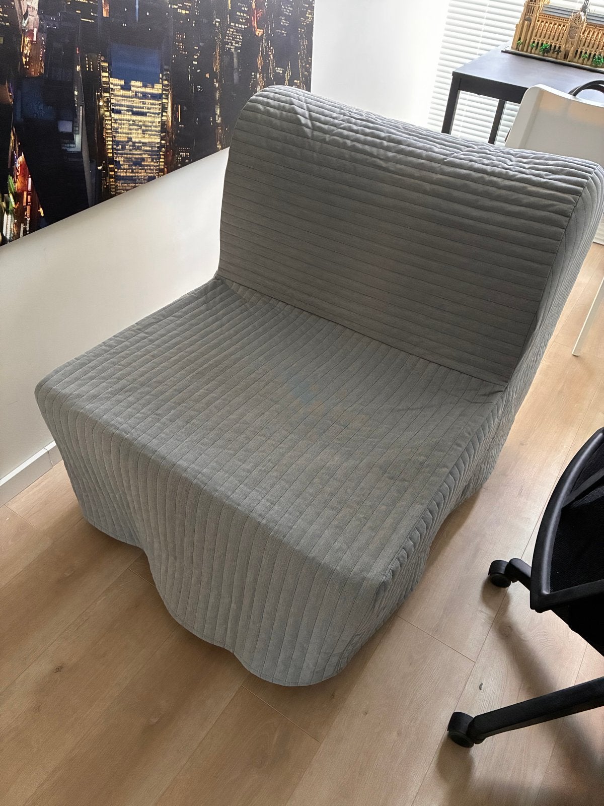 IKEA LYCKSELE MURBO Slaapfauteuil - Grijs/Roze, Ophalen, Gebruikt, Eenpersoons, 80 cm