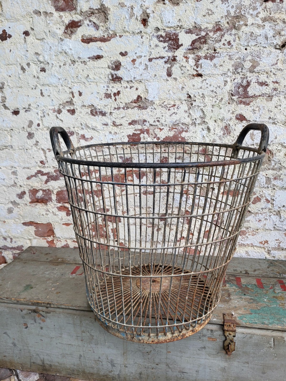 brocante ijzeren draadmand, aardappelmand/ allegonda, Ophalen of Verzenden