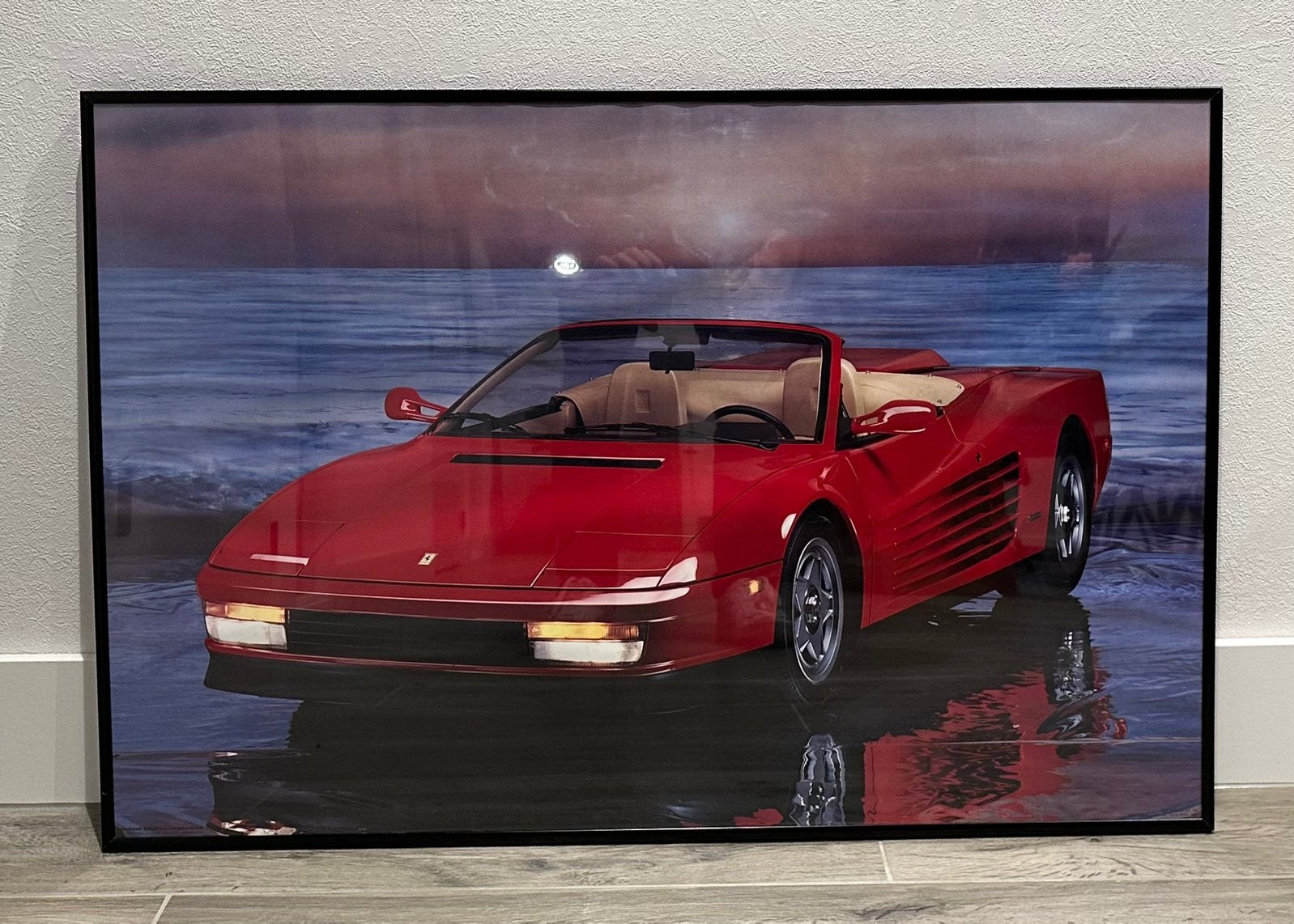 Ferrari Testarossa Poster - Sportwagen aan Zee, Huis en Inrichting, Woonaccessoires | Schilderijen, Tekeningen en Foto's, Ophalen