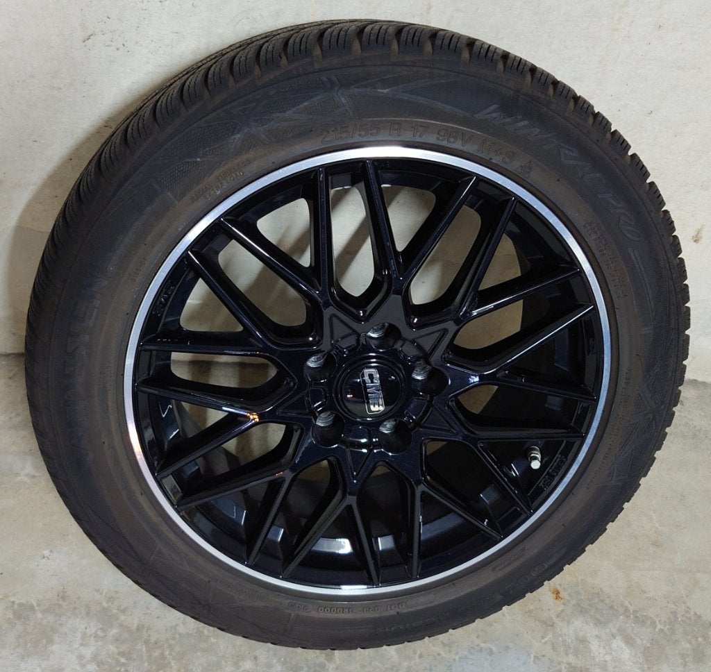 CMS 17 inch Lichtmetalen Velgen Zwart + Winterbanden, Ophalen, Banden en Velgen, 17 inch, Winterbanden