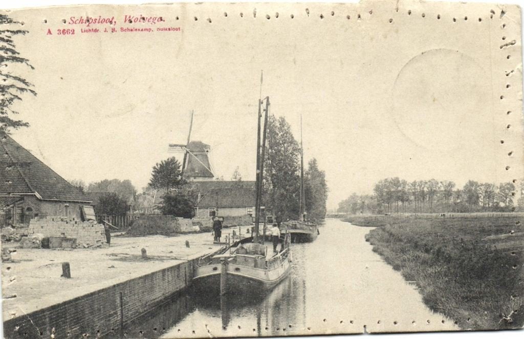 Schipsloot, Wolvega - B-keus - 1907 gelopen, Ophalen of Verzenden, Voor 1920, Gelopen, Friesland