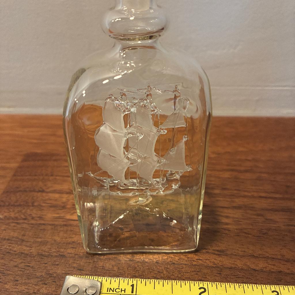 Glazen fles met schip – handgeblazen – decoratief, Ophalen of Verzenden