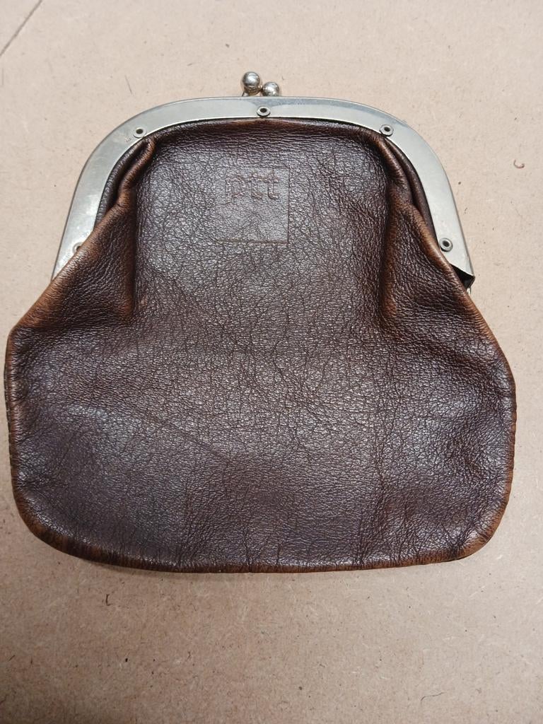 PTT leren vintage beurs portemonnee, Ophalen of Verzenden