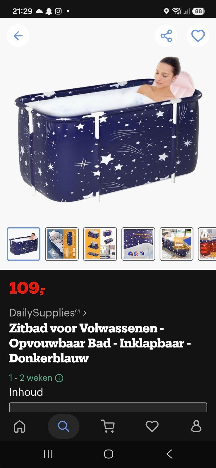 Opvouwbaar Zitbad voor Volwassenen - kinderen, Ophalen of Verzenden, Gebruikt, Met bad