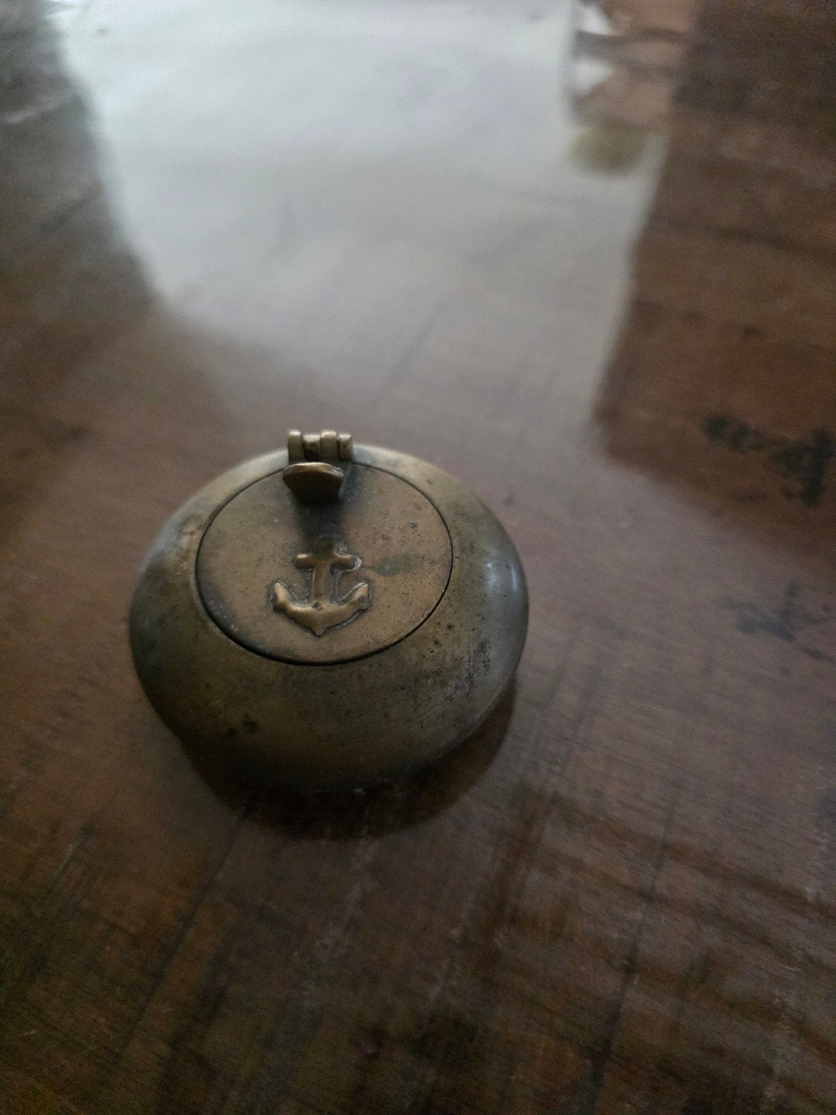 Antieke messing inktpot met ankerdecoratie, Antiek en Kunst, Antiek | Overige Antiek, Ophalen