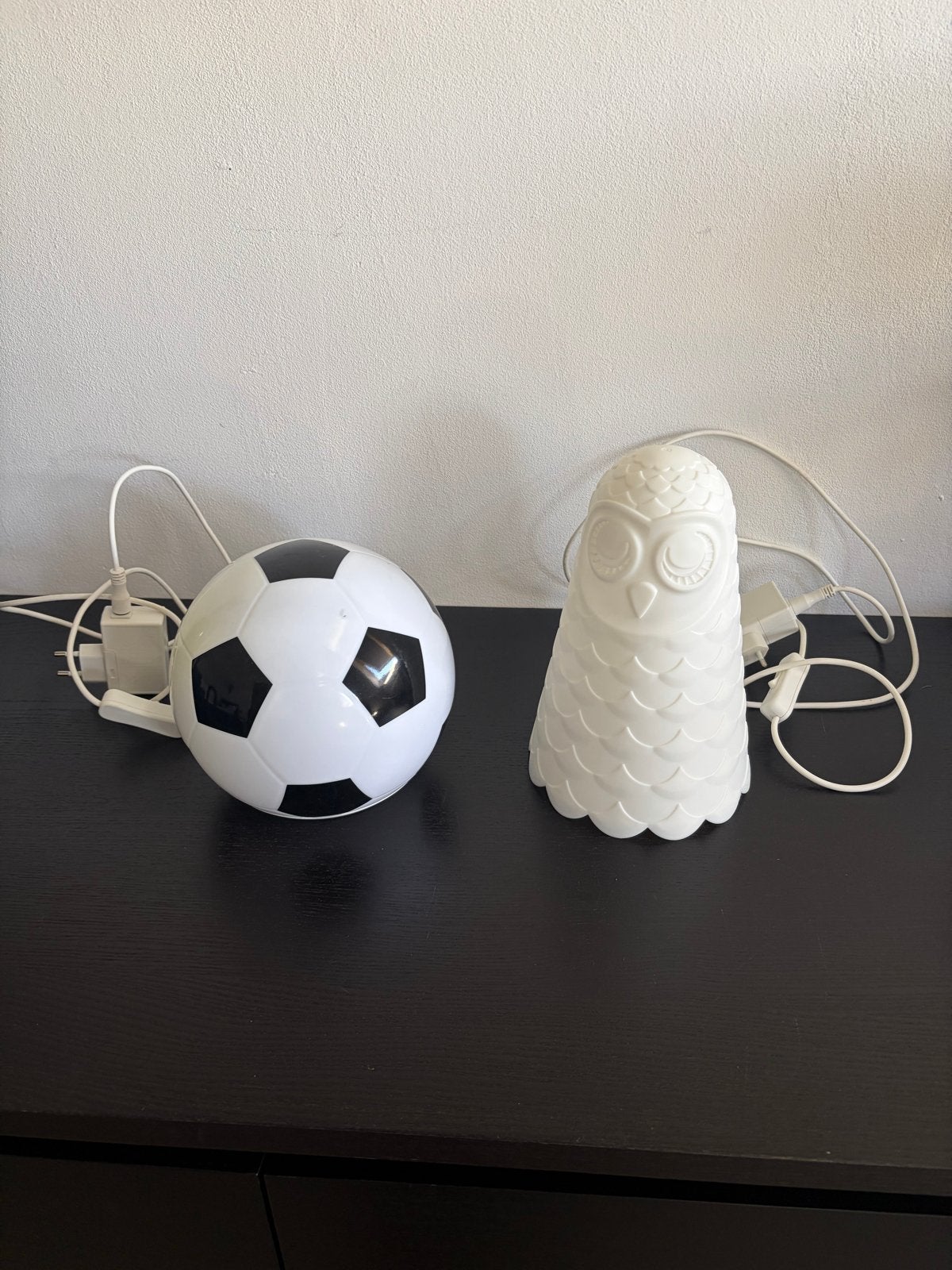 Ikea leuke kinderlampen: Voetbal en Uil, Ophalen, Wit, Overige merken, Gebruikt