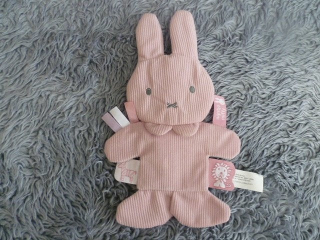 Roze rib stof Nijntje Miffy labels knisper Tiamo Dick Bruna, Overige typen, Ophalen of Verzenden, Zo goed als nieuw, Wasbaar