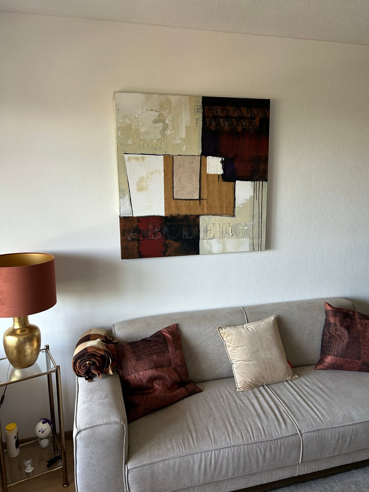 Abstract Schilderij met Letters 100x100 cm, Ophalen