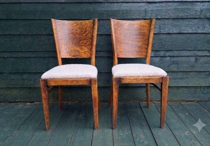 vintage stoel, crèmekleurige zachte bekleding, Ophalen