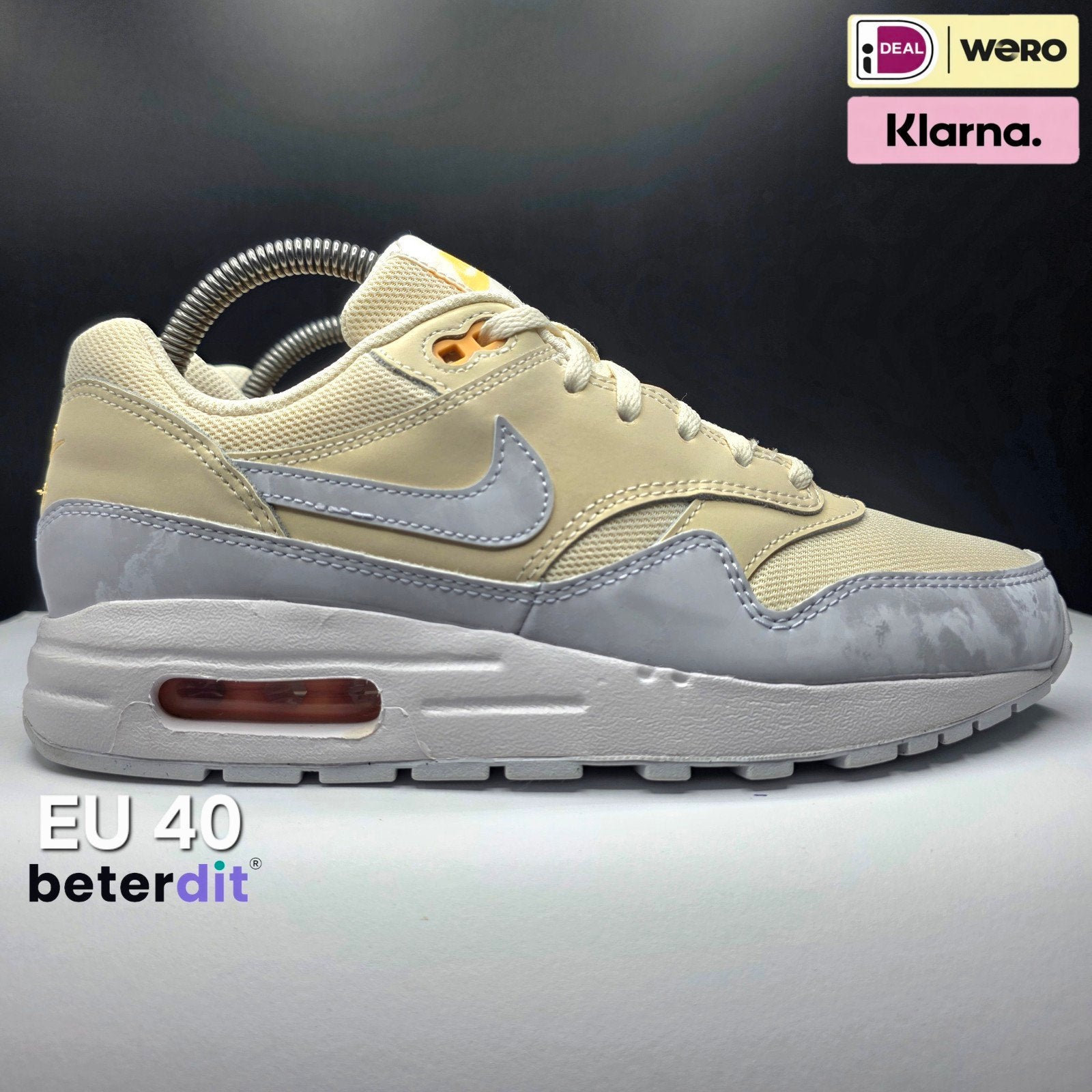 Nike Air Max 1 GS 'Pale Ivory Football Grey' Maat: 40, Ophalen of Verzenden, Nike, Nike, Nike air max