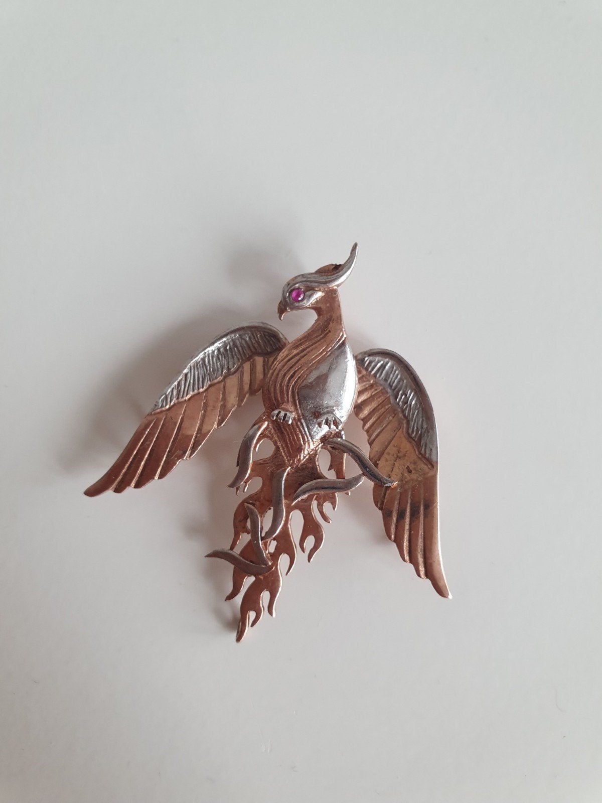 zilveren kettinghanger vuurvogel, Ophalen of Verzenden, Zo goed als nieuw, Zilver, Zilver