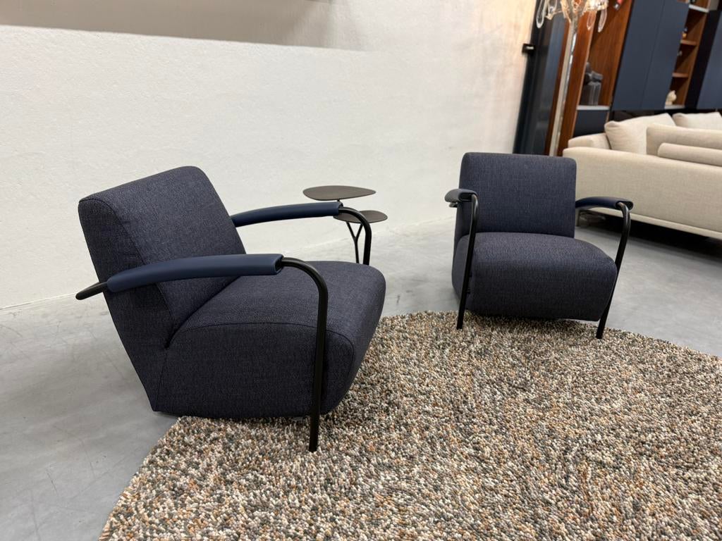2 Nieuw Leolux Scylla fauteuil blauw Varese Design stoel, Huis en Inrichting, Fauteuils, Leolux, Nieuw, 75 tot 100 cm, Ophalen of Verzenden
