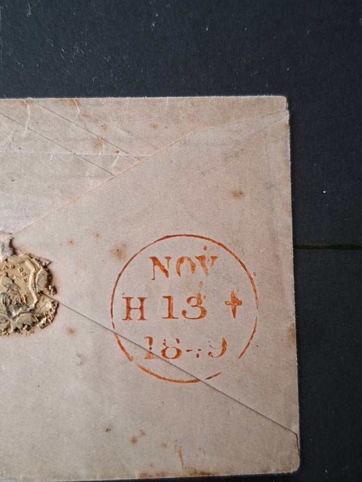 Zeldzame Victoriaanse envelop met zegel en lakzegel, Ophalen of Verzenden, Beschreven, Europa
