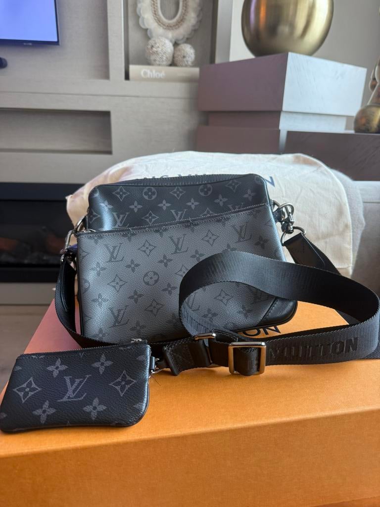 Trio messengerbag Louis Vuitton Heren., Ophalen of Verzenden, Zo goed als nieuw, Zwart