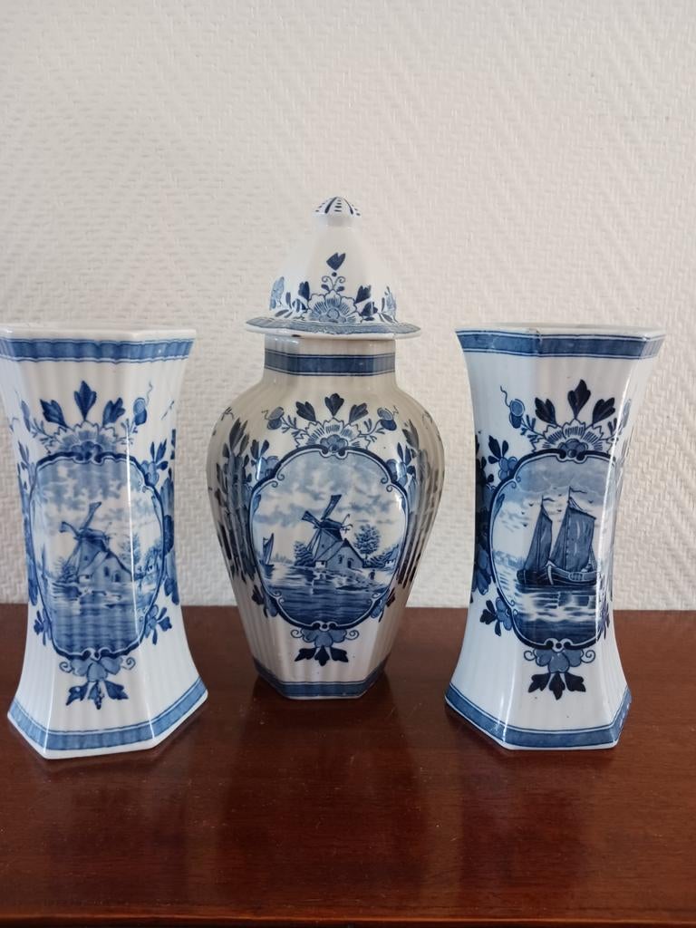 Kaststel 3 delig Mosa Delfts blauw, Antiek en Kunst, Ophalen