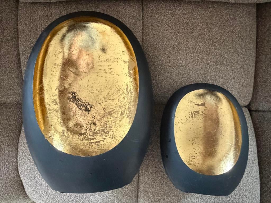 Egg ei kandelaar 2 stuks met goud, Ophalen, Koper of Brons