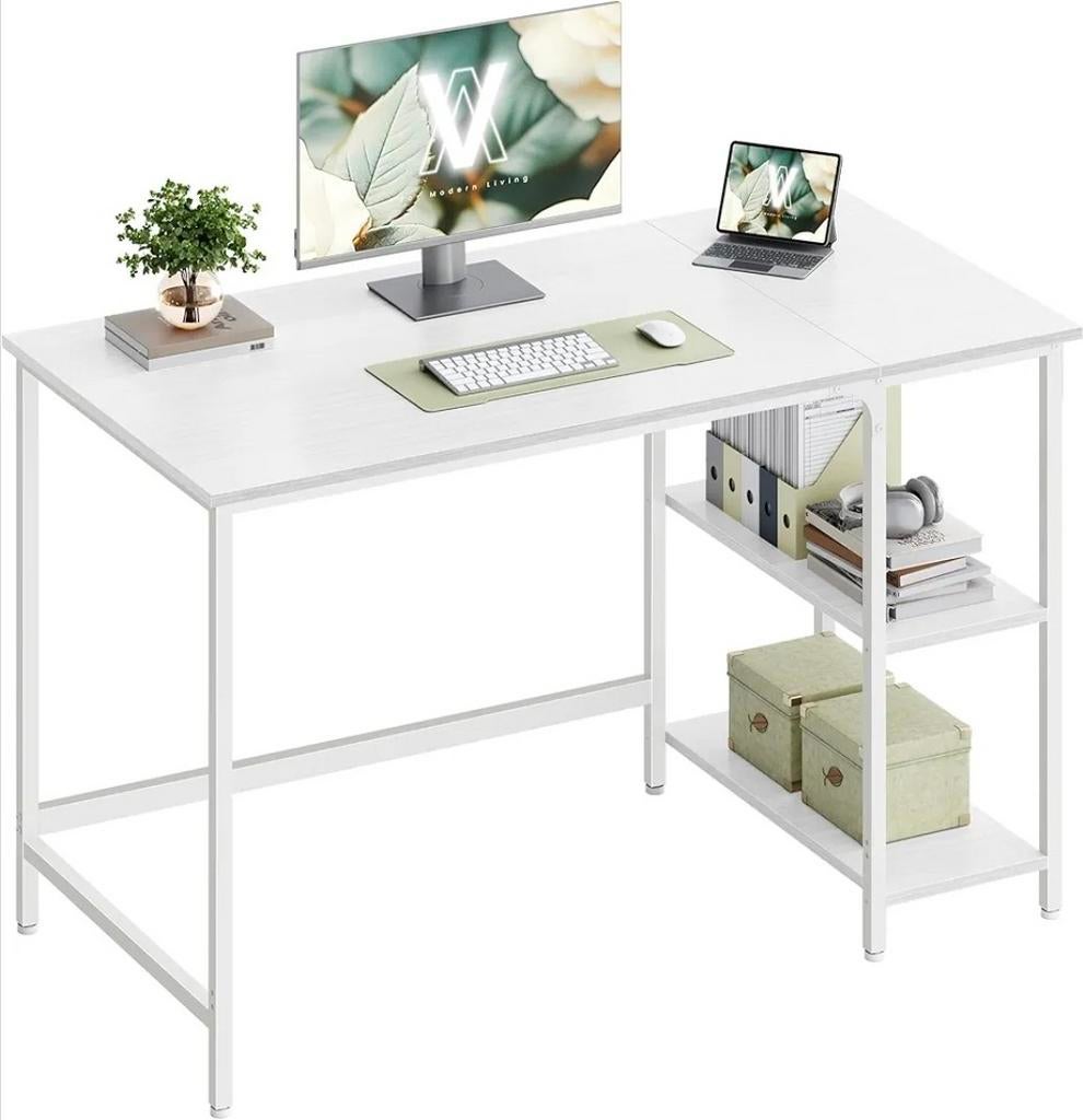 Esdoornwit bureau met opbergplanken - Nieuw, Ophalen, Opbergruimte, 120 cm, Spaanplaat of MDF