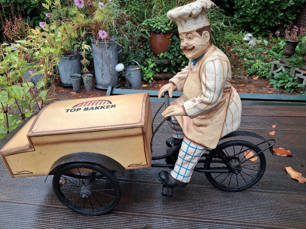 Decoratieve Bakker op Fiets - Vintage Stijl Beeld, Ophalen, Gebruikt