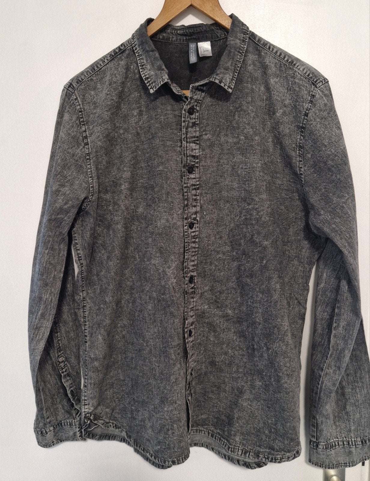 H&M Divided Heren Spijkeroverhemd / Denim Shirt - Maat L, Ophalen of Verzenden, Zo goed als nieuw, Grijs